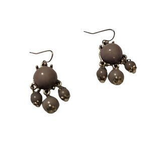 Vintage Small Gray Beaded Earrings  see measurements